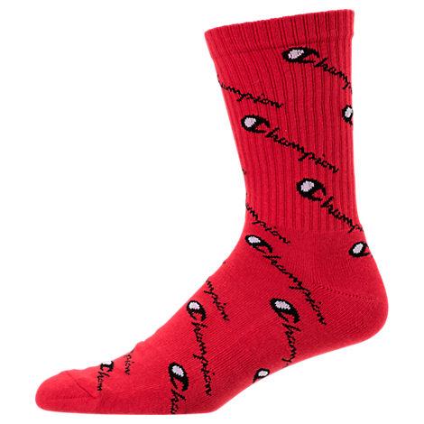 Champion Men's Allover Print Crew Socks, Red | ModeSens