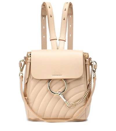 Shop Chloé Faye Quilted Leather Backpack In Beige