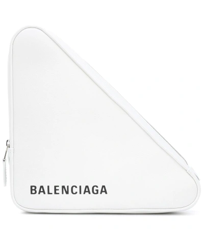 Shop Balenciaga Triangle M Leather Clutch In White