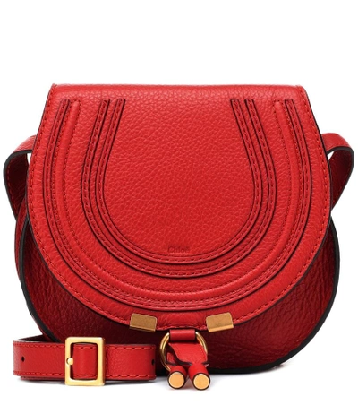 Shop Chloé Marcie Small Leather Shoulder Bag In Red