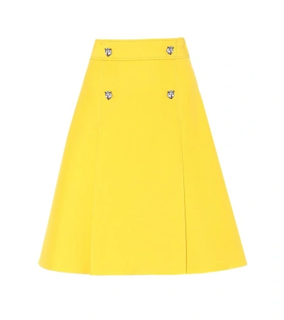 Shop Gucci Wool And Silk Skirt In Yellow