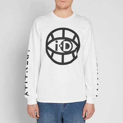 Shop I-d Long Sleeve Global Eye Logo Tee In White