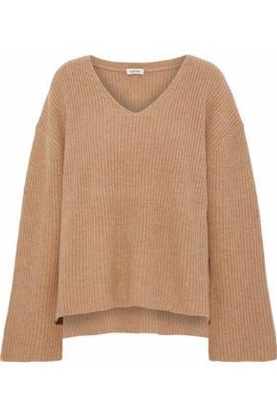 Shop Totême Woman Ribbed Wool And Cashmere-blend Sweater Camel