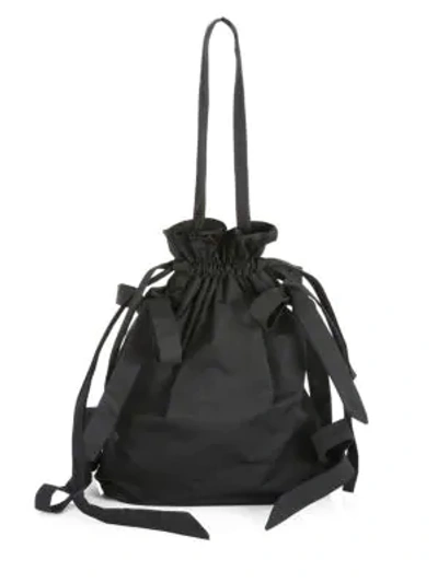Shop Simone Rocha Drawstring Bow Bucket Bag In Black