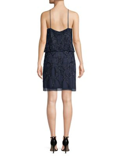 Shop Aidan Mattox Embellished Halter Blouson Dress In Twilight