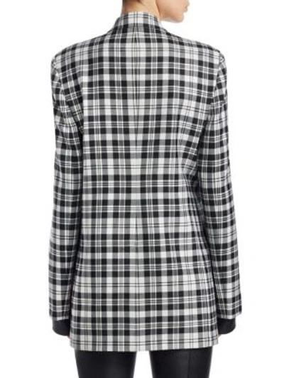 Shop Alexander Wang Plaid Double-breasted Blazer In Black White