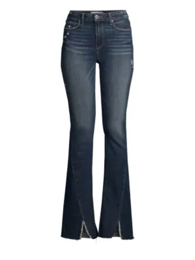 Shop Paige Lou Lou High-rise Flare Split Hem Jeans In Casabella