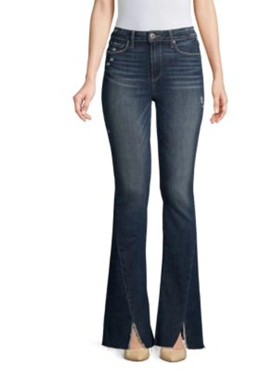 Shop Paige Lou Lou High-rise Flare Split Hem Jeans In Casabella