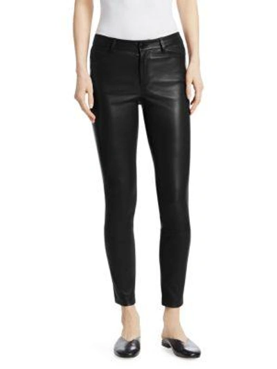 Shop Theory Bristol Leather Five-pocket Pants In Black
