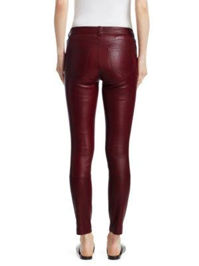 Shop Theory Bristol Leather Five-pocket Pants In Deep Mulberry