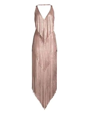 herve leger gold fringe dress