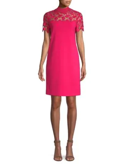 Shop Escada Sport Lace Top Dress In Shocking Pink