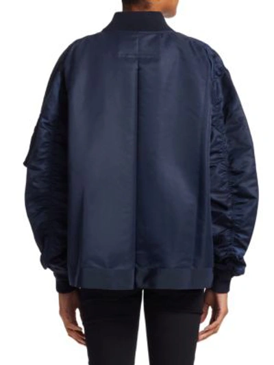 Shop Sacai Oversize Bomber Jacket In Navy