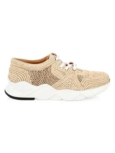 Shop Clergerie Raffia Woven Sneakers In Natural