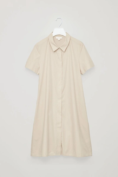 Shop Cos Shirt Dress With Pleated Back In Beige