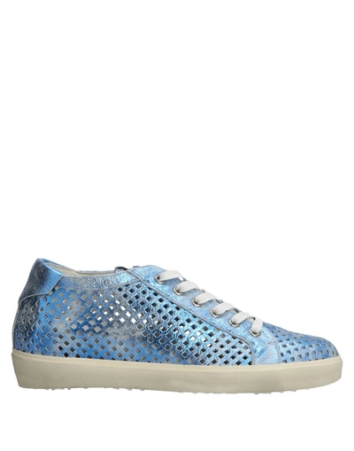 Shop Leather Crown Sneakers In Azure