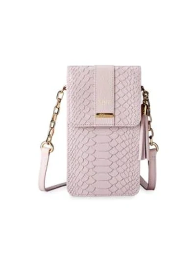 Shop Gigi New York Penny Python Leather Crossbody Bag In Petal Pink