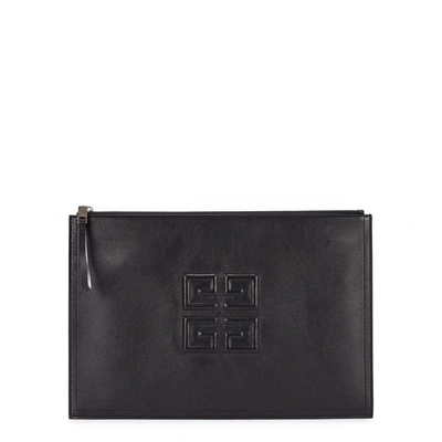 Shop Givenchy Black Logo-debossed Leather Pouch