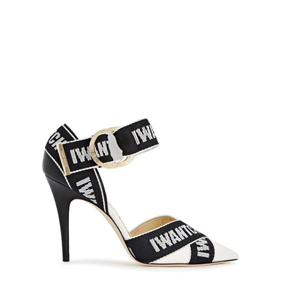 Shop Jimmy Choo Bea 100 Monochrome Leather Pumps In Black And White