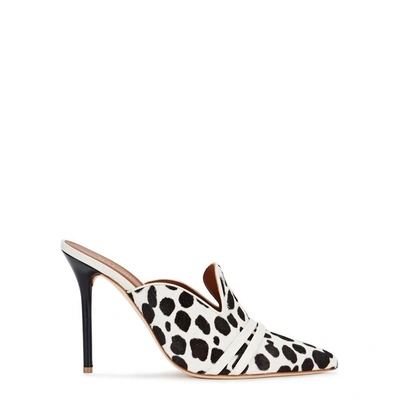 Shop Malone Souliers Hayley 100 Leopard-print Calf-hair Mules In Black And White