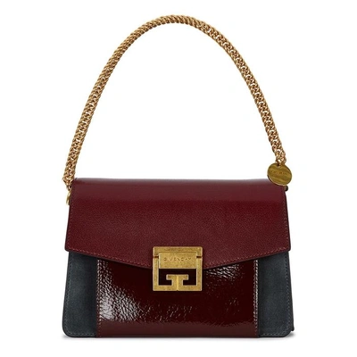 Shop Givenchy Gv3 Small Leather Shoulder Bag In Aubergine