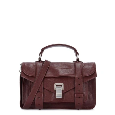 Shop Proenza Schouler Ps1 Tiny Leather Shoulder Bag In Burgundy