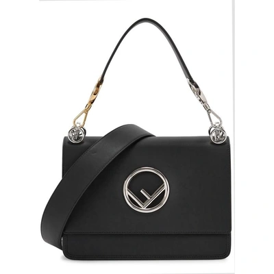 Shop Fendi Kan I Black Leather Shoulder Bag