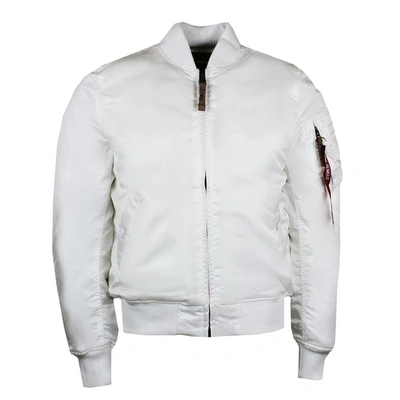 Shop Alpha Industries Ma1 Vf 59 White Vintage Fit Bomber Jacket