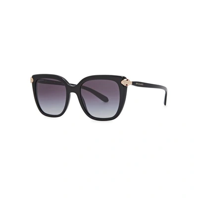 Shop Bvlgari Black Oval-frame Sunglasses