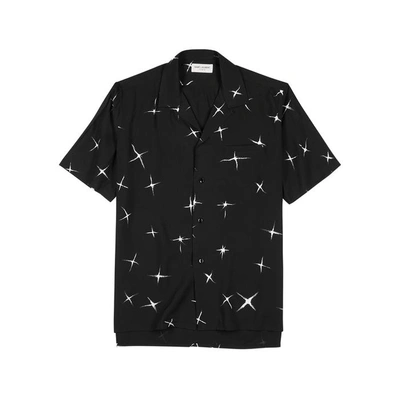Shop Saint Laurent Monochrome Star-print Shirt In Black