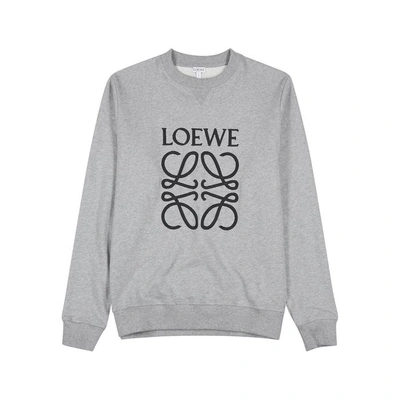 Shop Loewe Grey Logo-embroidered Cotton Sweatshirt