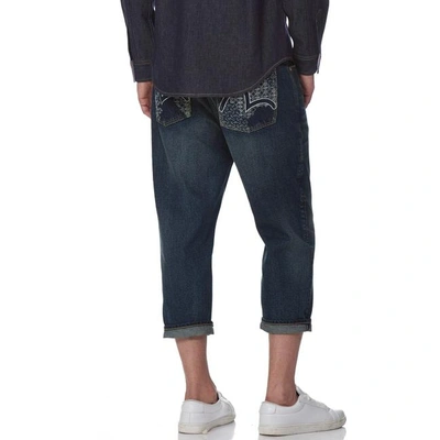 Shop Evisu Denim Jeans With Outlined Seagull Embroidery In Indigo(light Tone)