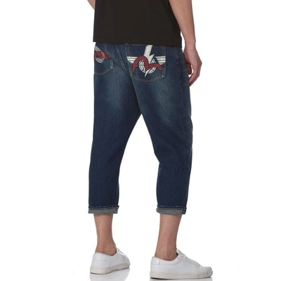 Shop Evisu Denim Jeans With Logo And Seagull Print In Indigo(light Tone)