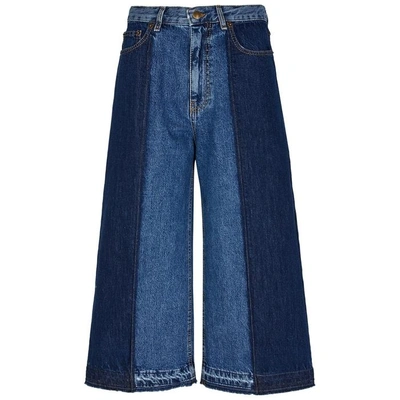 Shop Mcq By Alexander Mcqueen Blue Wide-leg Cropped Jeans In Denim