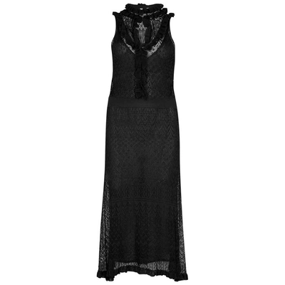 Shop Altuzarra Butterfield Pointelle-knit Midi Dress In Black