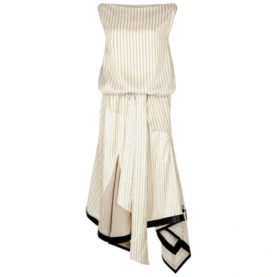 Shop Jw Anderson Striped Handkerchief-hem Silk Dress In White