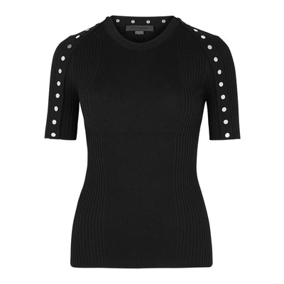 Shop Alexander Wang Black Embellished Ribbed Top