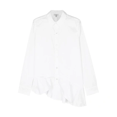 Shop Clu White Ruffled-hem Poplin Shirt