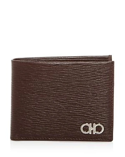 Shop Ferragamo New Revival Embossed Leather Bi-fold Wallet In Brown