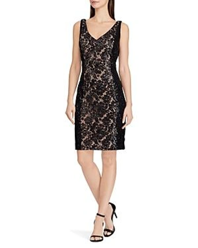 Shop Ralph Lauren Lauren  Sequined Lace Dress In Black/black Shine