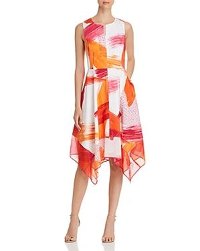 Shop Donna Karan New York Abstract Handkerchief-hem Dress In Shocking Pink