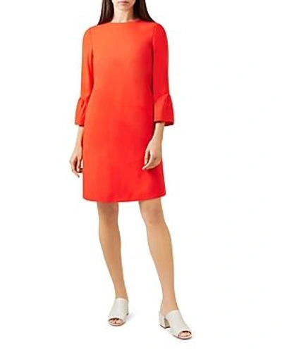 Shop Hobbs London Flora Bell Sleeve Shift Dress In Tomato Red