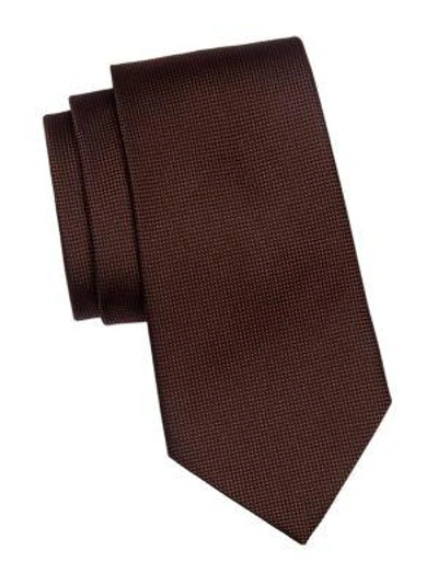 Shop Ermenegildo Zegna Silk Tonal Weave Tie In Brown