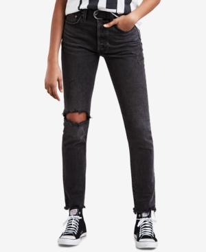 well worn black 501 skinny jeans