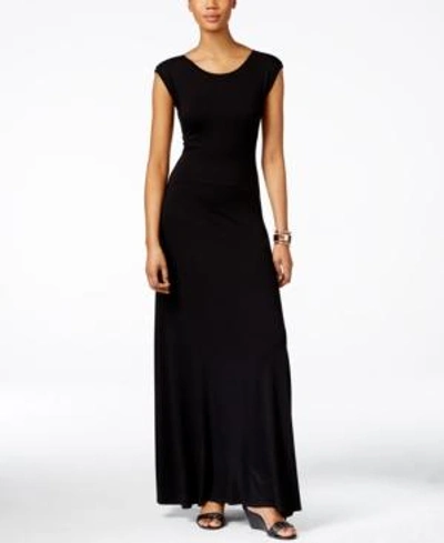 Shop Karen Kane V-back Cap-sleeve Maxi Dress In Black