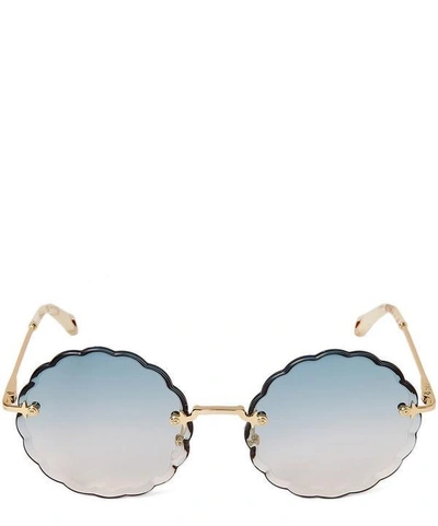Shop Chloé Rosie Round Frame Sunglasses In Blue