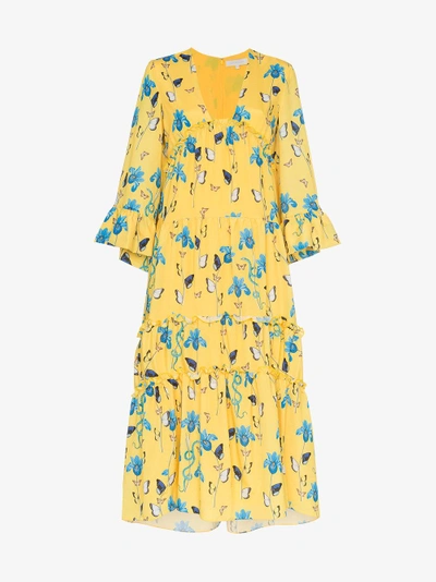 Shop Borgo De Nor Iris Floral Print Dress In Yellow/orange
