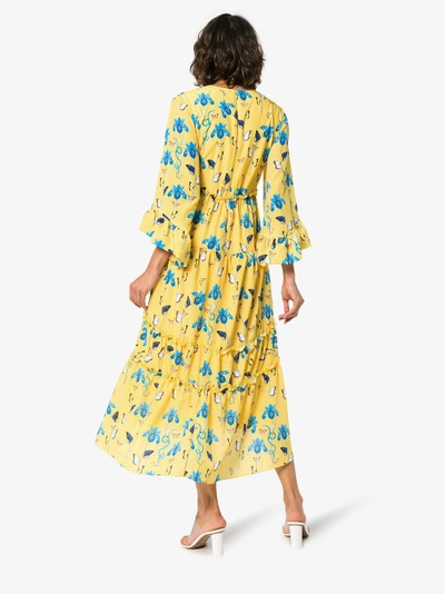 Shop Borgo De Nor Iris Floral Print Dress In Yellow/orange