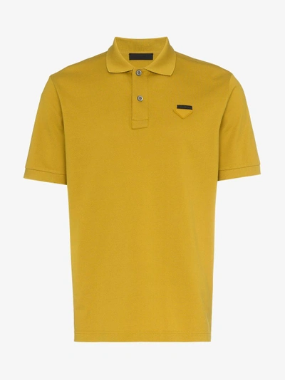 Shop Prada Mustard Yellow Polo Shirt In Yellow&orange
