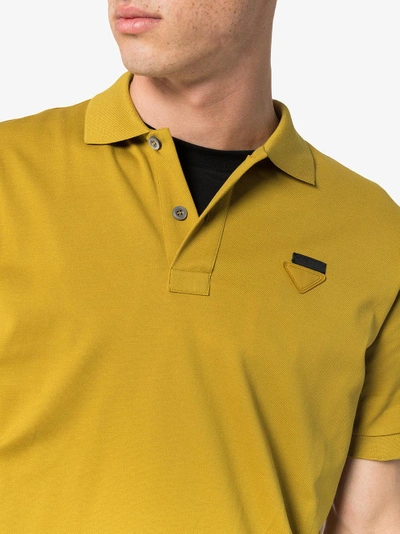 Shop Prada Mustard Yellow Polo Shirt In Yellow&orange